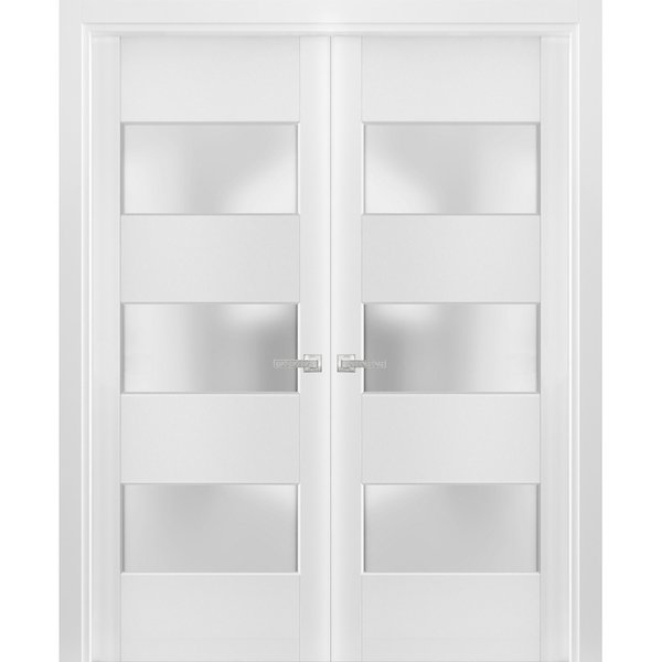 Sartodoors Double French Interior Door, 36" x 80", White LUCIA4070DD-BEM-36